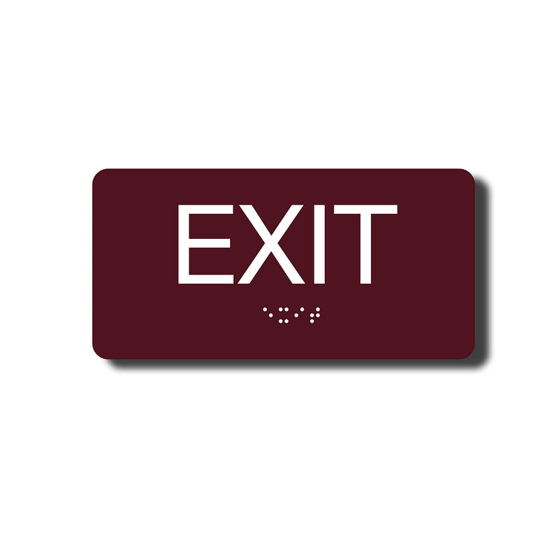ADA Compliant Sign with Braille (6" x 3", Exit, Burgundy) 6" x 3" Exit, Burgundy
