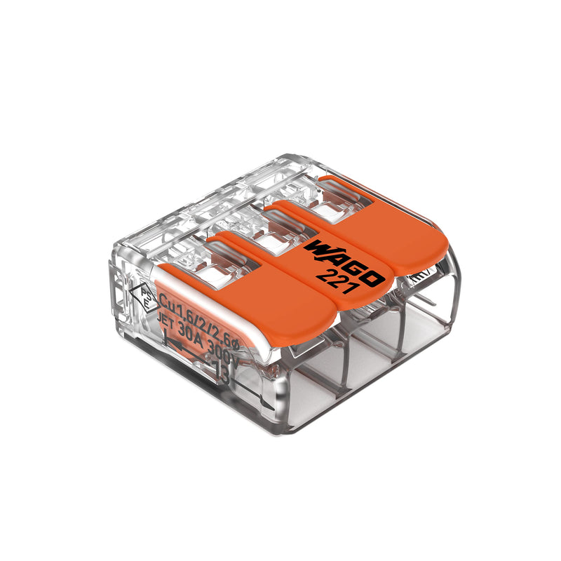 WAGO 221-613 Lever-Nuts® - 3-Conductor Compact Splicing Connectors for 10 AWG (Box of 30) Box