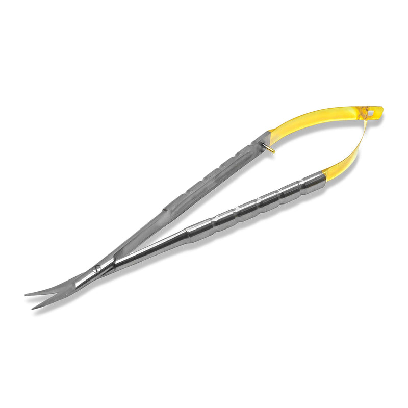Cynamed TC Castroviejo Micro Scissor with Tungsten Carbide Inserts and Gold Ends - Premium Grade Instrument (5.5 in. - Curved Blades) 5.5 in. - Straight Blades