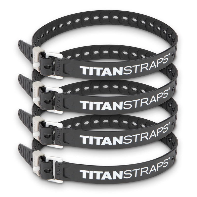 Titan Industrial Straps – Strong & Simple Tie-Downs for Construction (Welders, DIY Home) & 1st Responders – 3 Year Warranty, Batch Tested – 70 lb. Working Load, 25" Length, Black, 4-Pack 25" Length / 4-Pack