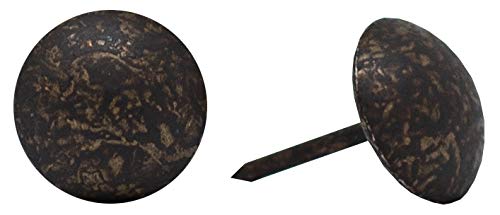 Premium Upholstery Tacks, Nailhead Decorative Trim for Furniture, 7/16-inch Diameter (100, Dark Antique Brass) 100
