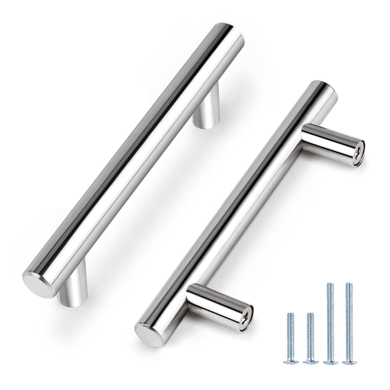 Probrico 30Pack 3-3/4 Inch Polished Chrome Cabinet Pulls, 6 Inches Total Length, Stainless Steel Kitchen Cabinet Hardware, Chrome Drawer Pulls hole center 3-3/4