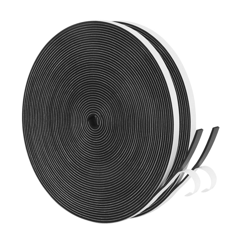 Yotache Thin Weather Stripping 2 Strips Total 65 Feet Long 1/16 Inch Thick x (.25) 1/4 Inch Wide, 1.5mm Foam Gasket Seal Tape for Window, Sliding Door Jamb, Speaker, Dashboard, 2 X 33 Ft Each 1/4 x 1/16"