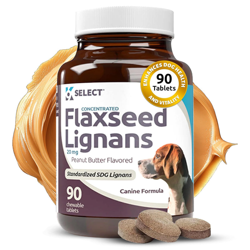 K9 Select Concentrated Flaxseed Lignans for Dogs, 20mg 90 Tablets, Peanut Butter Flavored Chewable, Impove Coat - NewNest Australia