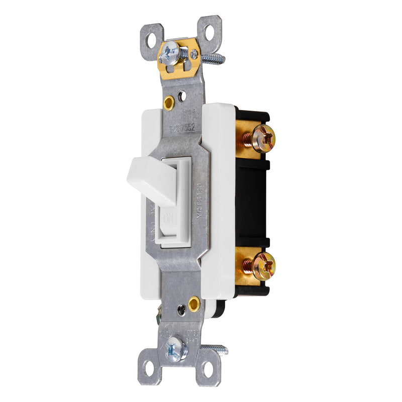 GE Heavy-Duty, Single Pole, In-Wall, Light, Fan, One Switch Circuits, Self-grounding Clip, Easy to Install, 20A/120V AC, UL Listed, White, 42160 1 Pack Heavy Duty