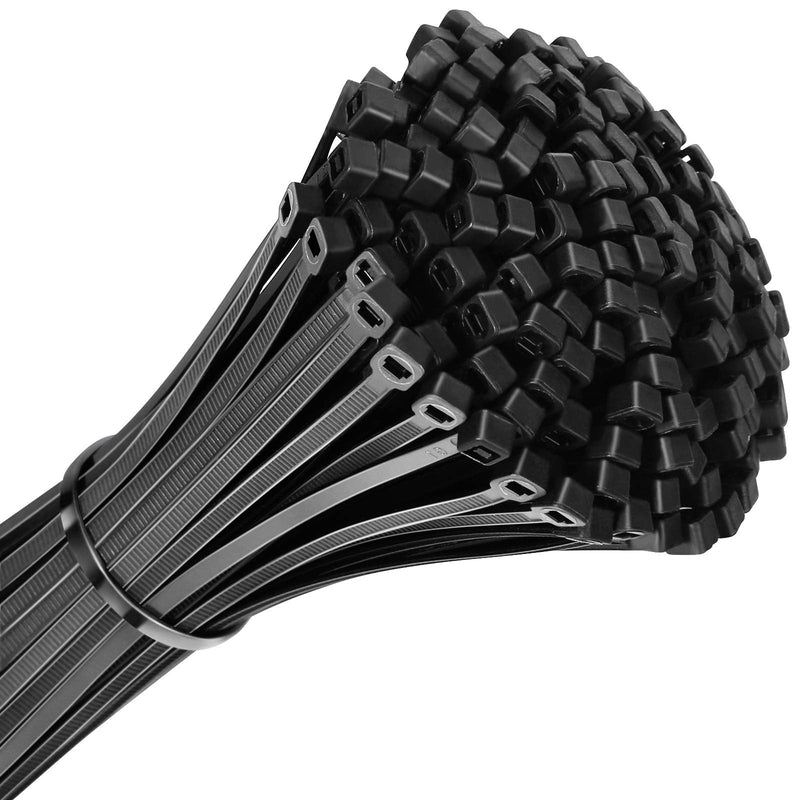 200pcs Zip Ties 8 Inch Black, Heavy Duty Zip Tie, 50lb Strength Cable Ties, Industrial Nylon Wire Tie Wraps for Garage and Workshop. 8inch 200pcs