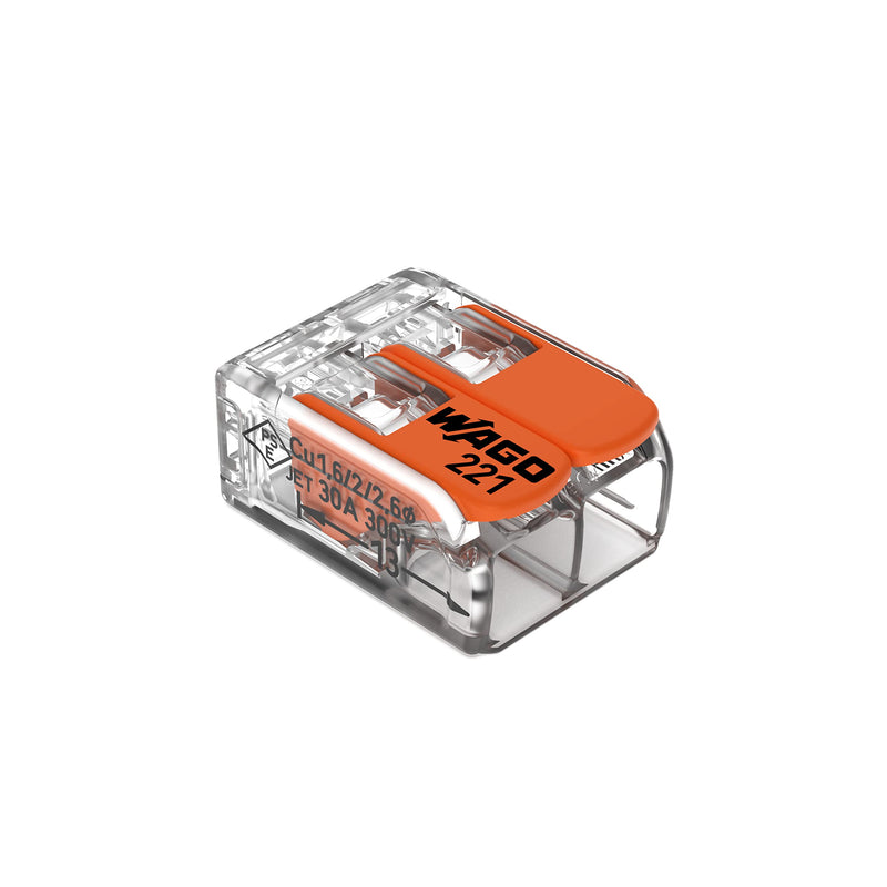 221-612 | WAGO Lever-NUTSsplicing Connector | for Solid and Stranded Conductors | 2-Conductor with Operating levers | 20-10 AWG | Transparent housing | [Box of 50 Pieces] Box