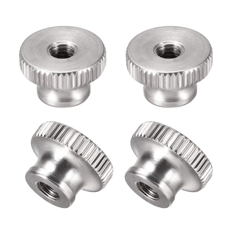 uxcell Knurled Thumb Nuts, 4Pcs M5x0.8mm 304 Stainless Steel Round Knobs Fasteners for 3D Printer Parts, Silver Tone