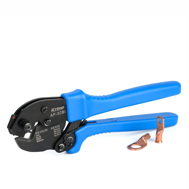 iCrimp AP-50BI Battery Cable Ring Terminal Crimper for 8, 6, 4, 2AWG Copper Cable Lugs, Heavy Duty Wire Lugs and Battery Cable Ends