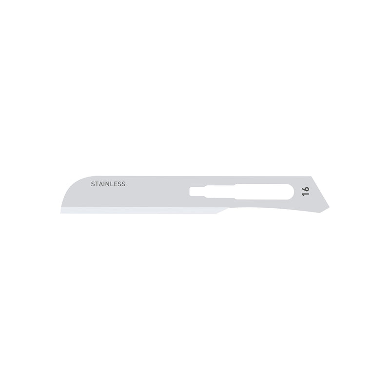 MedBlades Box of 100 Each Stainless Steel Blades, Sterile, Individually Foil Wrapped. Dental, Surgical, Hobby, Craft & More (# 16) # 16