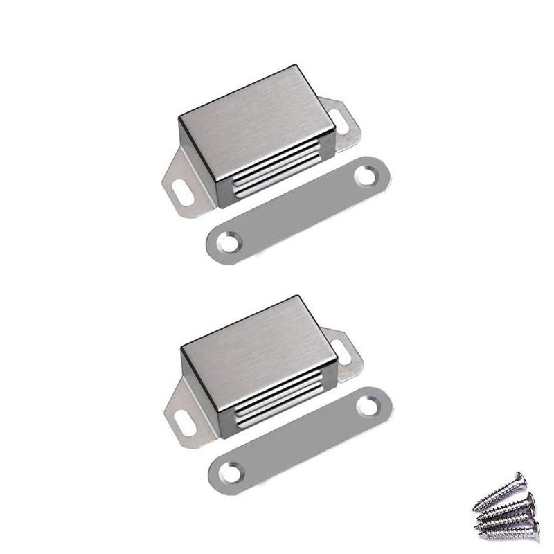 WOOCH Magnetic Door Catch - 30lb High Magnetic Stainless Steel Heavy Duty Catch for Kitchen Bathroom Cupboard Wardrobe Closet Closures Cabinet Door Drawer Latch (2.1 in Silver, 2-Pack) 2 Pack