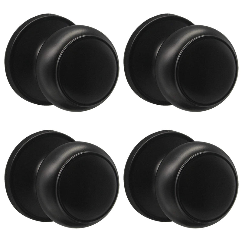 Probrico Black Half Dummy Door Knobs, Round Non-Turning Inactive Door Knobs Handles for Closet French Door,4 Pack 4 Pack