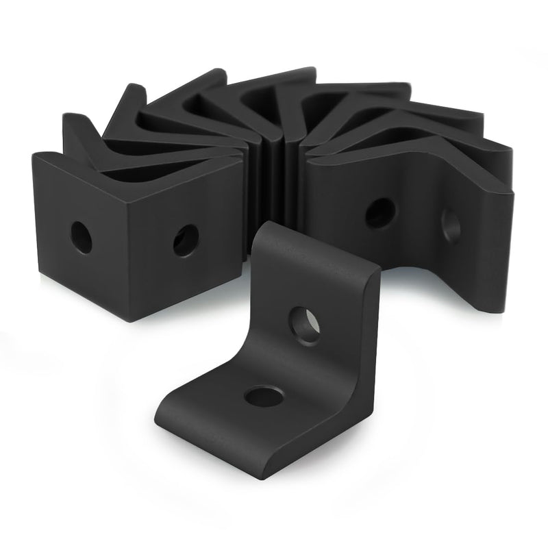 8020, 4302, 15 Series Aluminum 2 Hole Inside Corner Bracket 90 Degree Angle Bracket for 80/20 T Slot Extruded Aluminum Extrusion (10, Black Anodize) 10