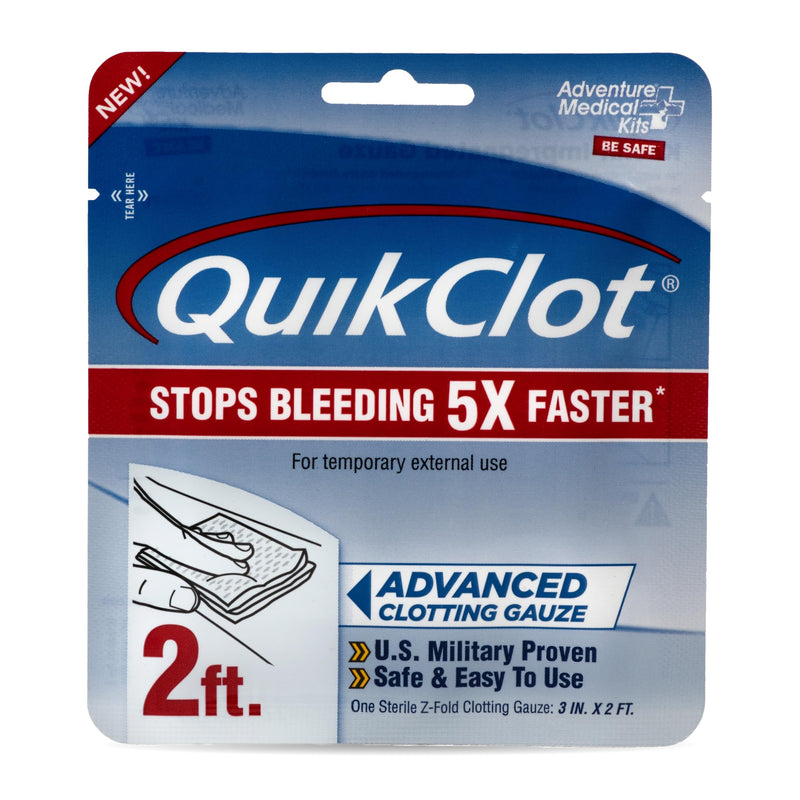 Adventure Medical Kits QuikClot Gauze - Flexible Hemostatic Medical Gauze for Emergency Survival or Disaster Preparedness Kits & More - Stops Bleeding Fast with Kaolin - 3" x 24" 3 in x 2 ft