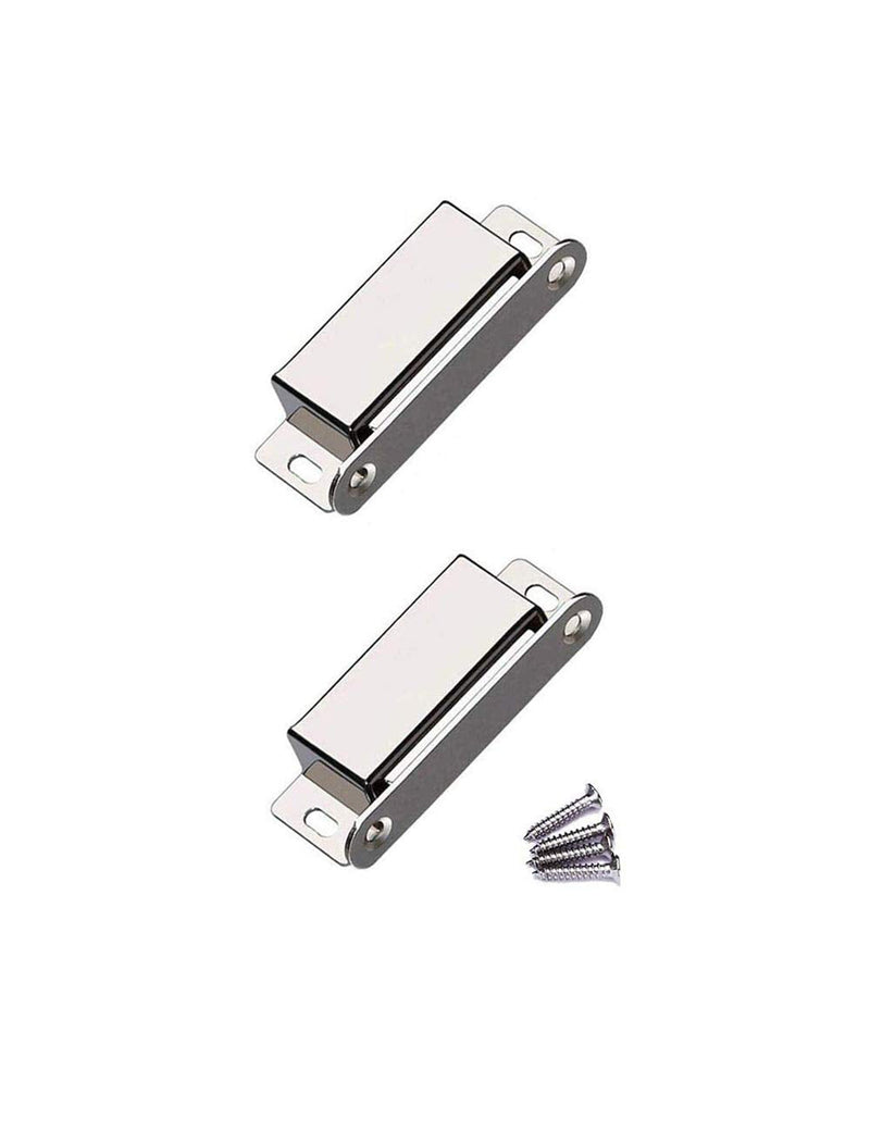 WOOCH Magnetic Door Catch - 50lb High Magnetic Stainless Steel Heavy Duty Catch for Kitchen Bathroom Cupboard Wardrobe Closet Closures Cabinet Door Drawer Latch (Silver, 2-Pack) 2 Pack Silver