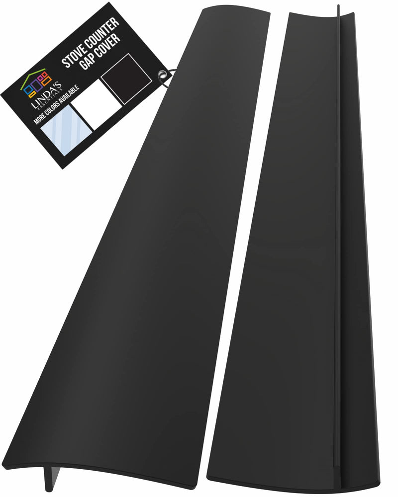 Linda’s Essentials Silicone Stove Gap Covers (2 Pack), Heat Resistant Oven Gap Filler Seals Gaps Between Stovetop and Counter, Easy to Clean Stove Gap Guard (25 Inches, Black) 25 Inches