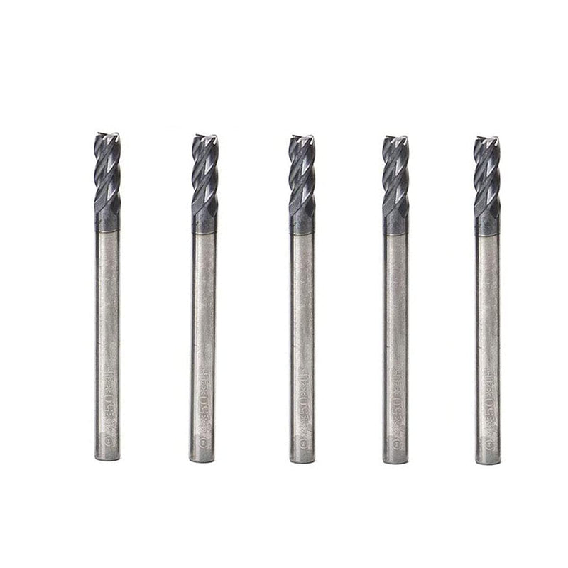 5 Pcs 4mm CNC Carbide End Mill Set, 4 Fultes Milling Cutter,Tungsten End Milling Bits Tool