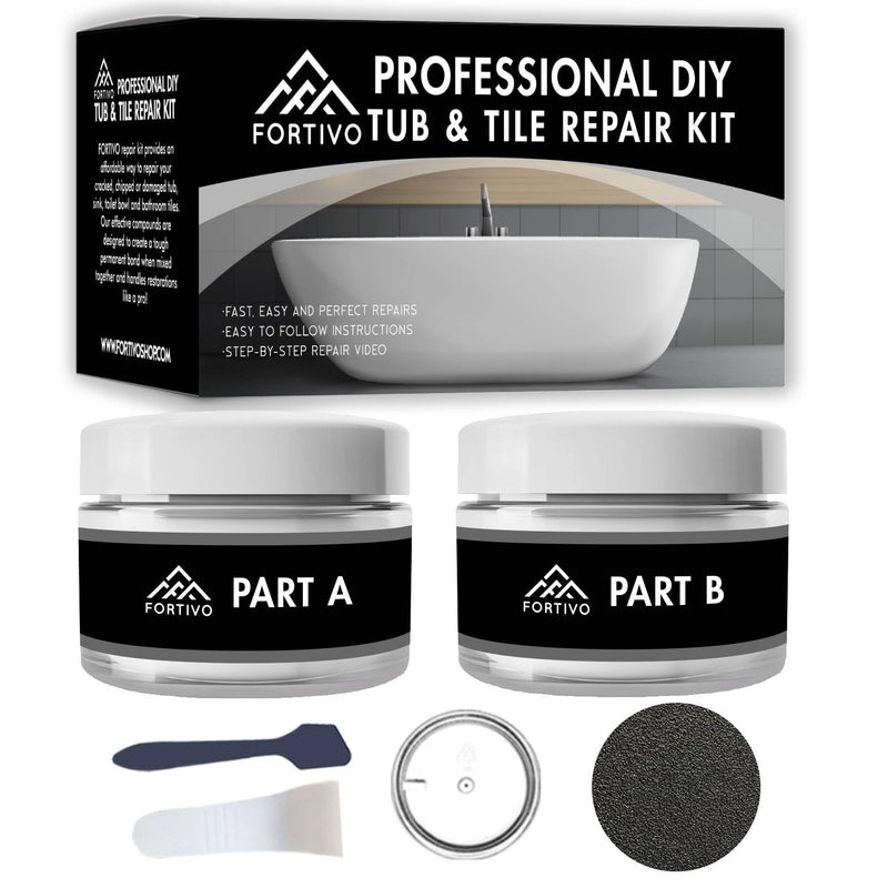 White Porcelain Repair Kit, Fiberglass Tub Repair for Sink, Shower, Countertop, and Tile - Acrylic Tub and Cracked Porcelain Sink Repair White