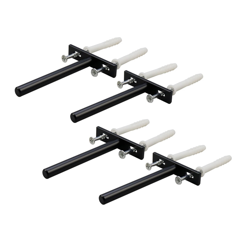 Antrader Set of 4 Floating Shelf Brackets, 4-Inch(Deep) Concealed Blind Shelf Support for Raw Wood Shelves, Matte Black, Screws and Anchors Included 4 Inch