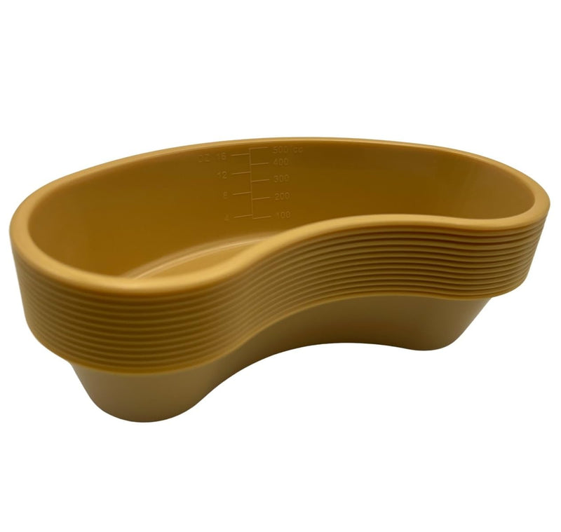 Garduated 500 ml Kidney Shaped Plastic Emesis Basins, Gold (Pack of 12)