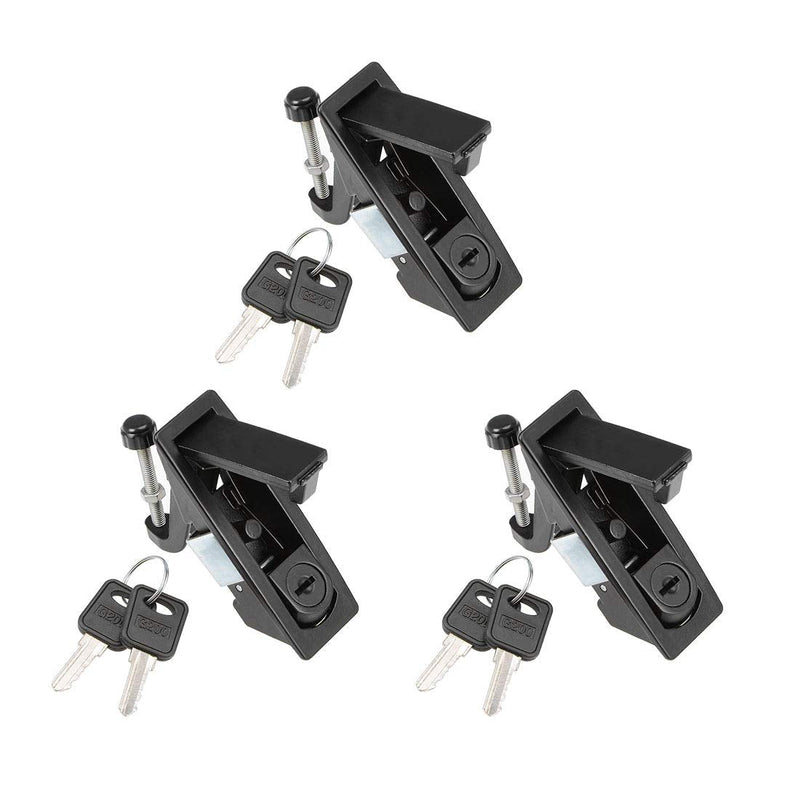 uxcell Electric Cabinet Panel Cam Lock Push Button Pop Up Door Lock W Key,Black 606-1 3pcs