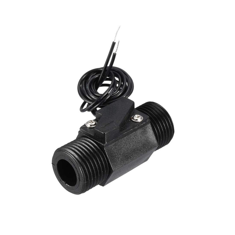 uxcell G1/2 Hall Effect Liquid Water Flow Sensor Switch Flowmeter Counter 1-25L/min Black