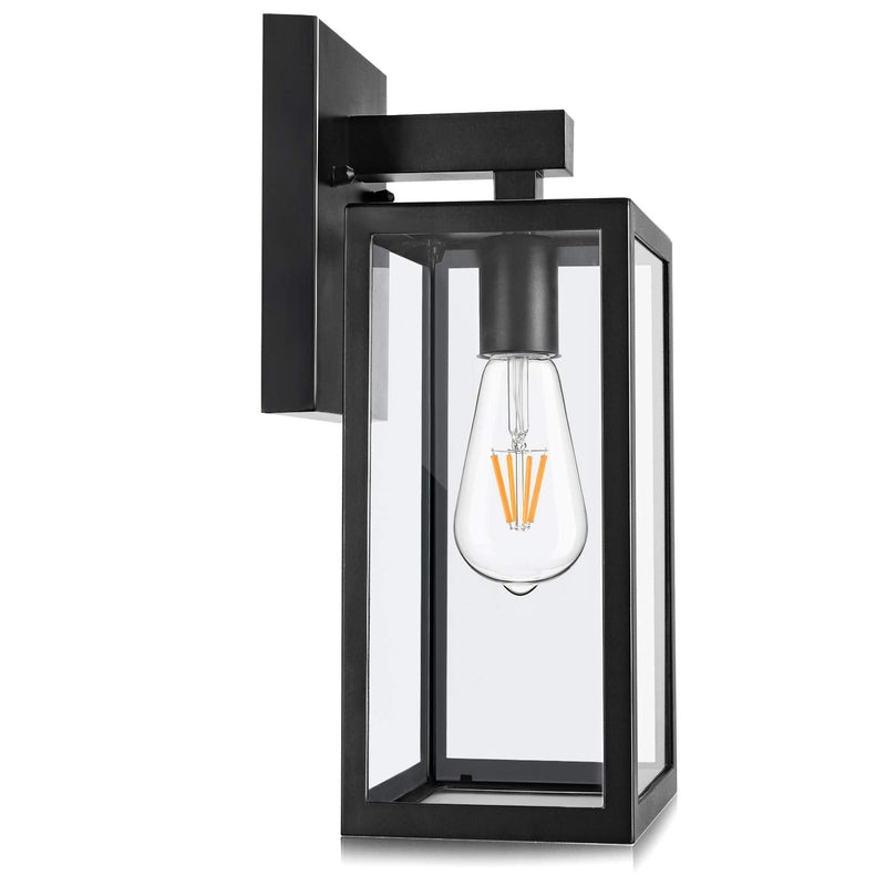 MAXvolador Outdoor Wall Lantern, Exterior Waterproof Wall Sconce Light Fixture, Black Anti-Rust Wall Mount Light with Clear Glass, E26 Base Wall Lamp Large