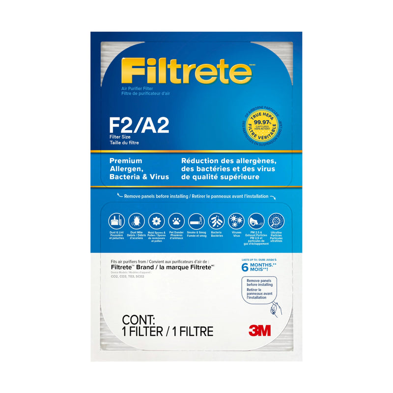Filtrete F2 Room Air Purifier Filter, 13 in. x 8.2 in., 2-Pack