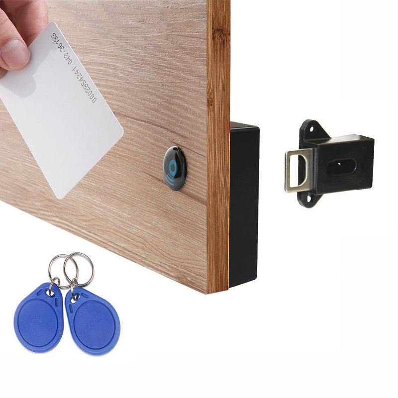 WOOCH RFID Locks for Cabinets Hidden DIY Lock - Electronic Cabinet Lock with USB Cable for Wooden Cabinet Drawer Locker Cupboard Gun Box (1 Pack) 1 Black