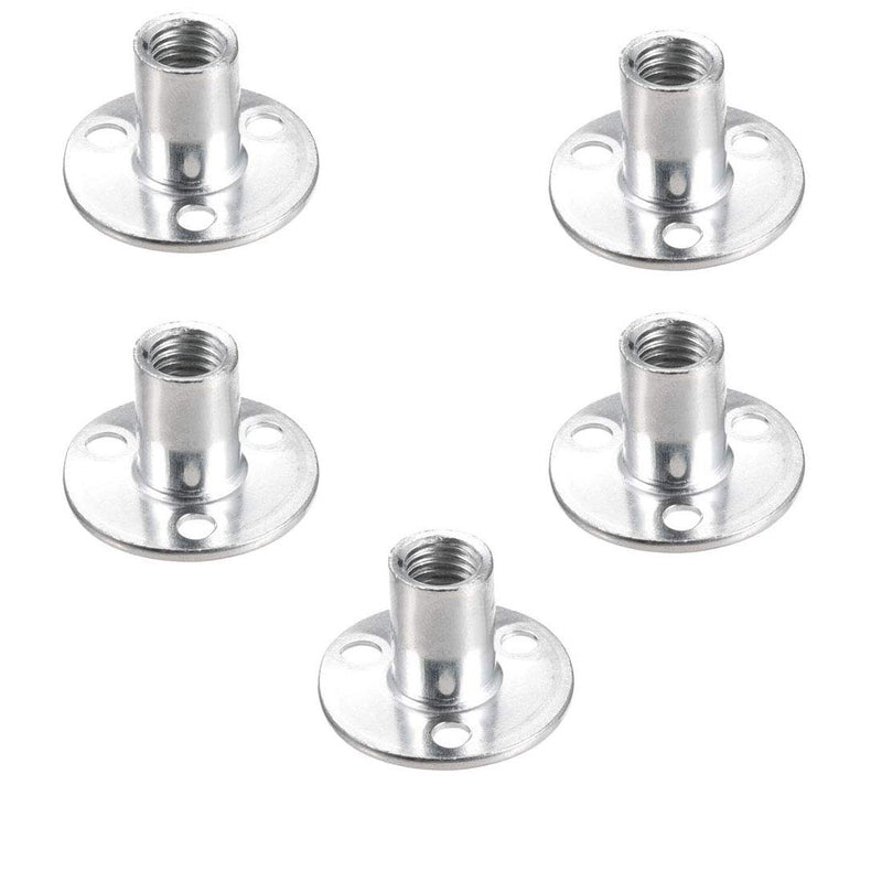 Socell M12 Brad Hole Tee Nut Carbon Steel Round Base Screw-in T-Nuts Furniture Hardware Flange Insert Female Thread T-Nut M12x40x2.5mm（5pcs）