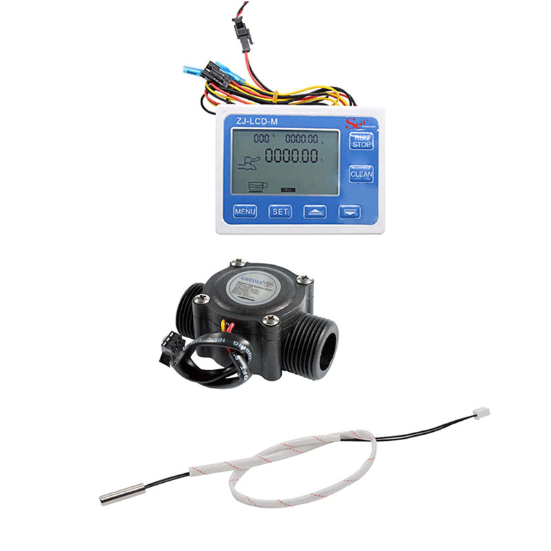 Digital LCD Display Quantitative Controller Water Control + 3/4" Hall Effect Flow Sensor Flowmeter G3/4" male thread