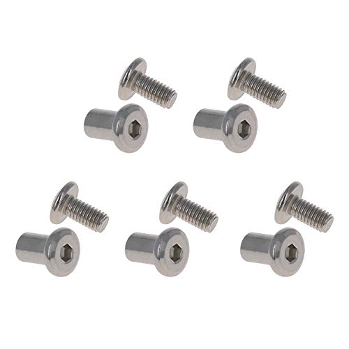 MroMax M6 Binding Screws, M6 x 12mm Stainless Steel Binding Screws and Rivet Socket Cap Connecting for Binding Baby Bed Furniture, DIY Leather, Scrapbook and Photo Albums 5Pcs M6 x 12mm Nut