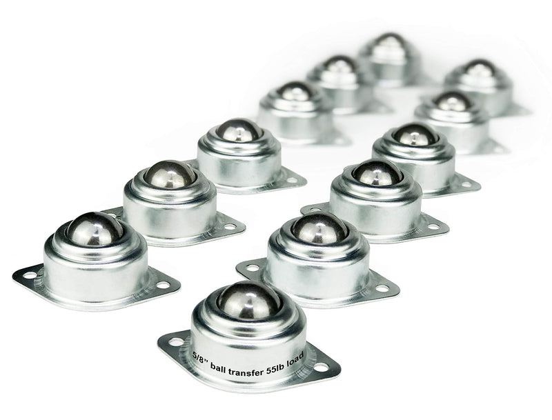5/8” Roller Ball Transfer Bearings, 660 Lbs Total Load Capacity (Set of 12)