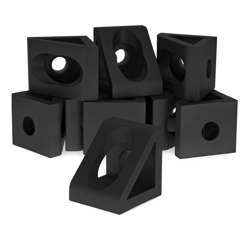 8020, 4132, 10 Series, 2 Hole Aluminum Inside Corner Gusset L Bracket for 80/20 Extruded Aluminum Extrusion Heavy Duty Angle Bracket (Black Anodize, 10) Black Anodize