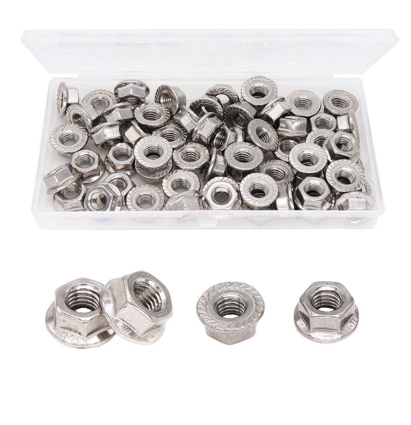 cSeao 60pcs M8 x 1.25mm Serrated Flange Nuts 304 Stainelss Steel Flange Lock Nuts M8 60pcs