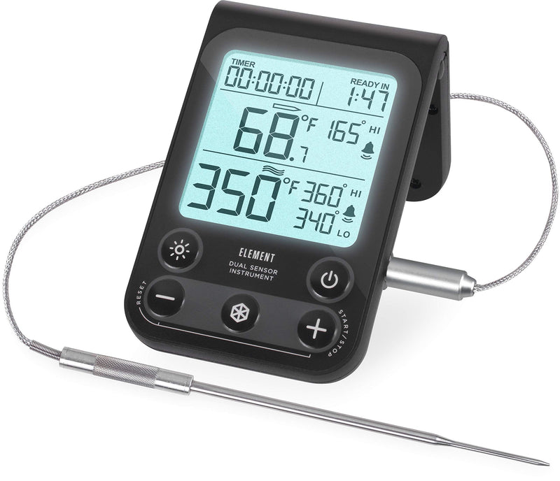 Lavatools OVT02 Element Digital Oven Thermometer for Oven, Grill, and Smoker Includes Dual-Sensor Stainless Temperature Probe Carbon