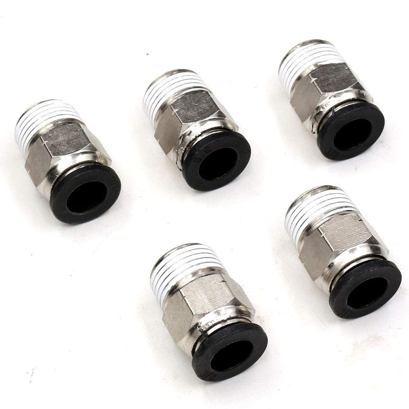 3/8 Air Fittings Push to Connect Fittings,CEKER 3/8 Inch Tubing Od x 3/8" NPT Thread Male Pneumatic Fittings Air Line Fittings Quick Connect Push in Connectors 5Packs 3/8" OD X 3/8" NPT Black 5