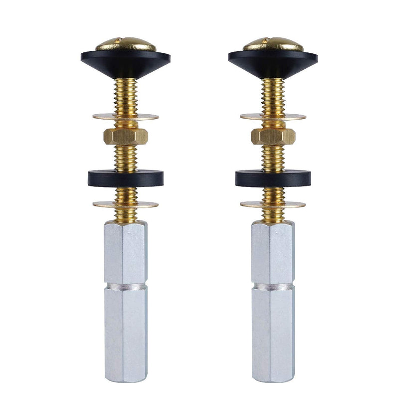 Hibbent 2 Pack Toilet Tank to Bowl Bolt Kits, Heavy Duty Bolts Toilet Bolts for Tank Solid Brass with Extra Long Nuts Easy to Install and Double Gaskets for Fastening