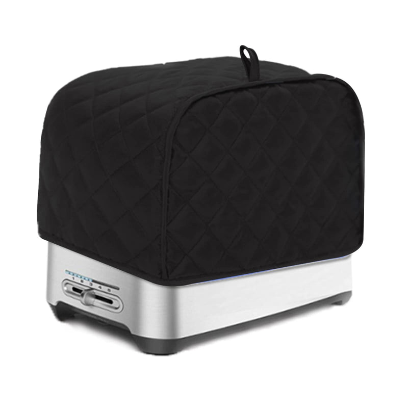 Polyester Fabric Quilted Four Slice Bread Toaster Cover Bakeware Protector, Dust and Fingerprint Protection- Best Gift for Mother, Black