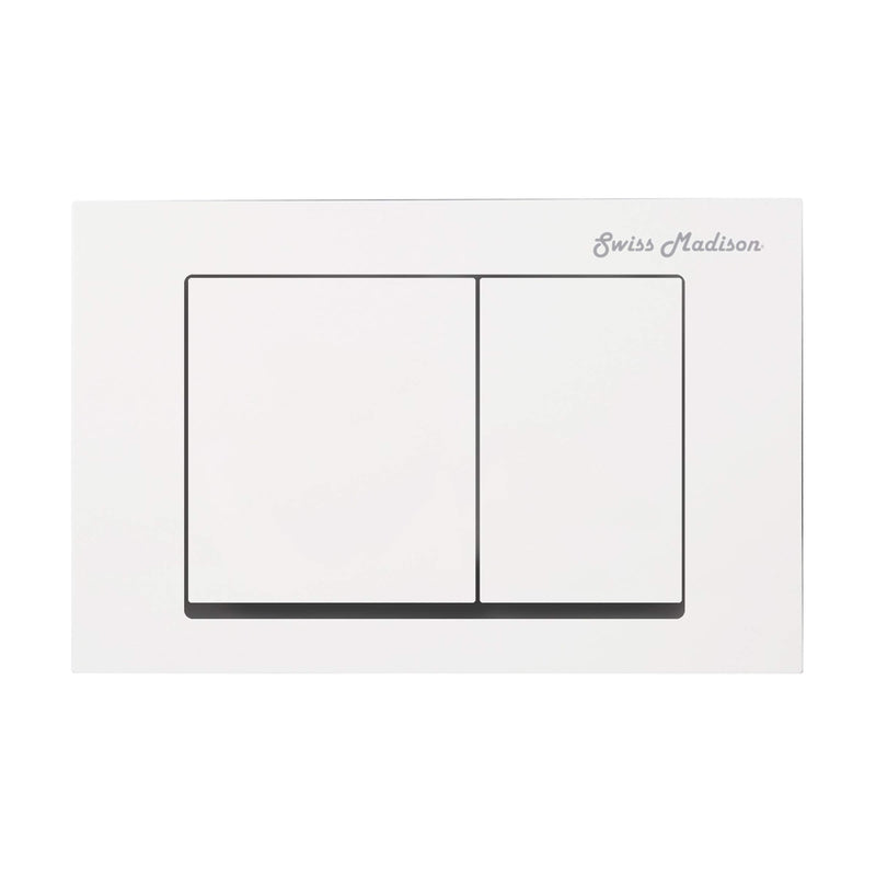 Swiss Madison Well Made Forever White SM-WC002W Wall Mount Dual Flush Actuator Plate with Square Push Buttons Glossy White