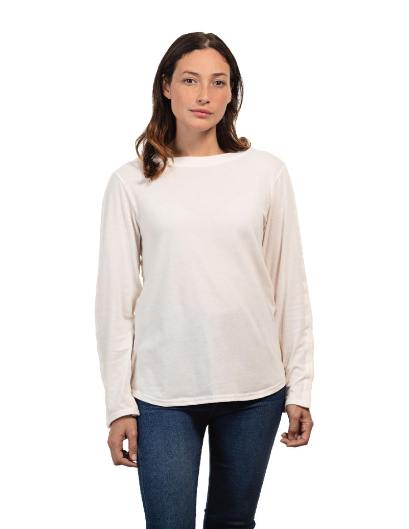 MAI Post Shoulder Surgery Shirts for Women - Recovery Long Sleeve Shirt with Full Arm Opening, Chemo Port Access Shirt 3X-Large Off-white