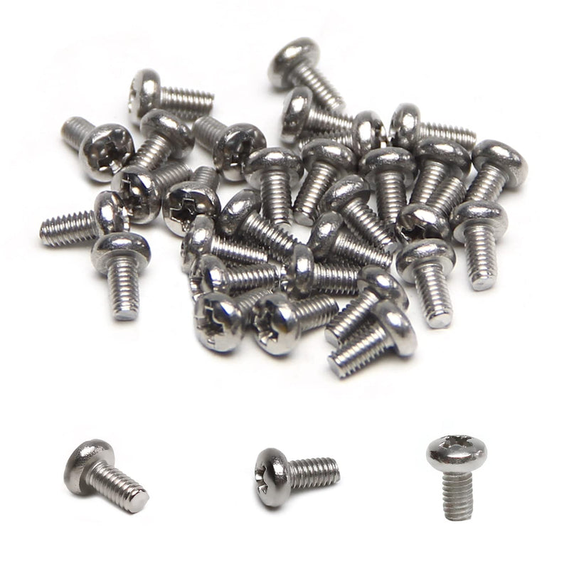MroMax 30Pcs M2.5 x 5mm Pan Head Phillips Machine Screws, 304 Stainless Steel 18-8, Fully Thread, Metric Silver Gray Cross Head Screws Bolts for Computers, Camera and Other Small Electronic Devices 30
