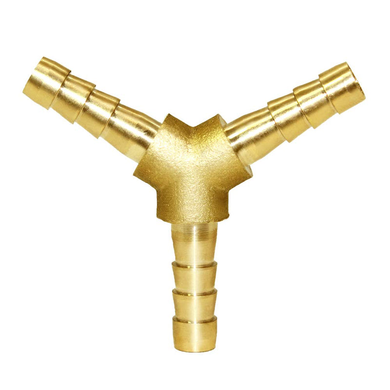 Joywayus 3/16" Hose Barb Y Shaped 3 Way Union Fitting Adapter Intersection/Split Brass Water/Fuel/Air 3/16"