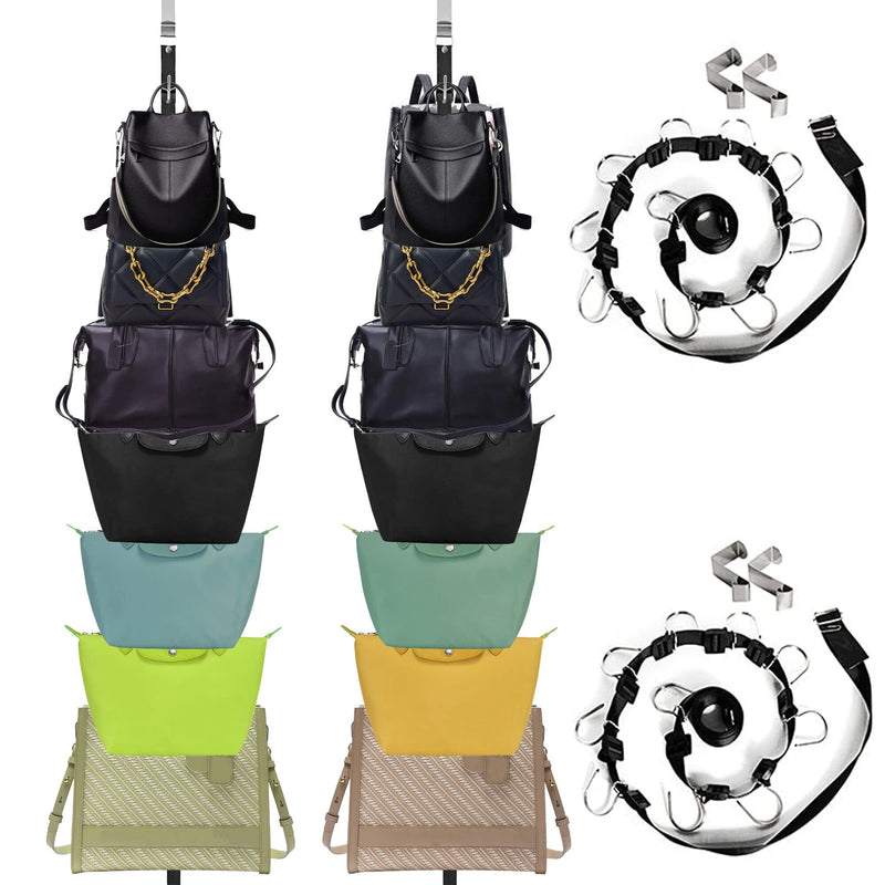 INOGIH Bag-Organizer Rack-Purse Handbag-Hanger Holder-Storage Over The Door Closet(Rack for Handbags/2 pcs Hold 20 Bags) Black 2 Pack