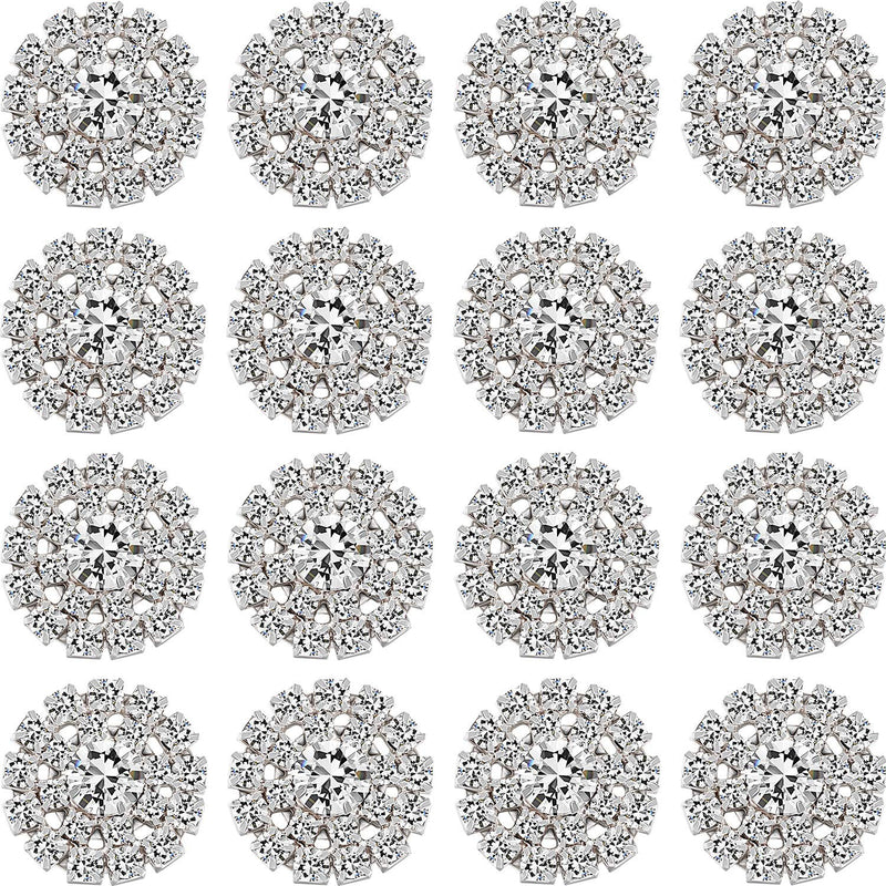 Hicarer 50 Packs Rhinestone Embellishments 19 mm Sew on Rhinestones Gems Button Accessory Silver Glass Crystals Buttons for DIY Jewelry Crafting Sewing Clothes Wedding Hair Decoration Accessories