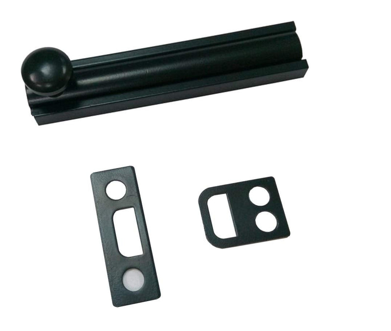 QCAA Solid Brass Surface Bolt 4", Matte Black, Made in Taiwan, 1 Pack Matte Black (4")