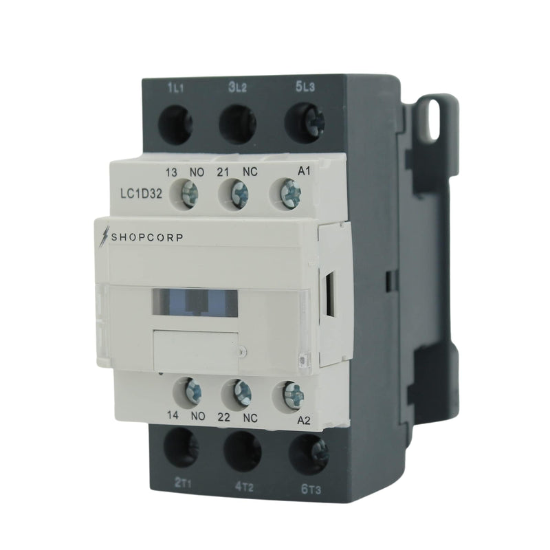 3 Pole contactor 120v Coil 30 Amp Normally Open IEC 660V Switch, Auxiliary 1NO/1NC –110-120VAC Coil, Lighting AC Contactor with Mounting Base for DIN Rail - 1 Pack