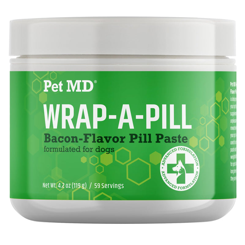 Pet MD Wrap A Pill Bacon Flavor Pill Paste for Dogs - Create a Pocket to Hide Pills and Medication - 59 Servings 4.2 Ounce (Pack of 1)