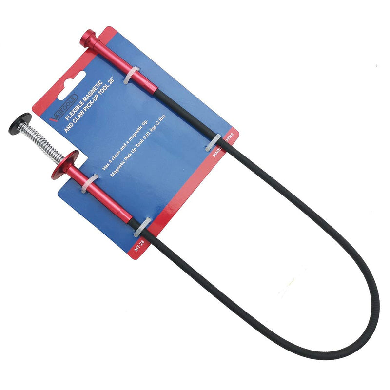 Flexible Claw Pickup Tool with Magnet, 28", 2-in-1 Magnetic Pickup Tool,4-Finger Claw,Rustless Spring,Versatile NOT Keep its shape