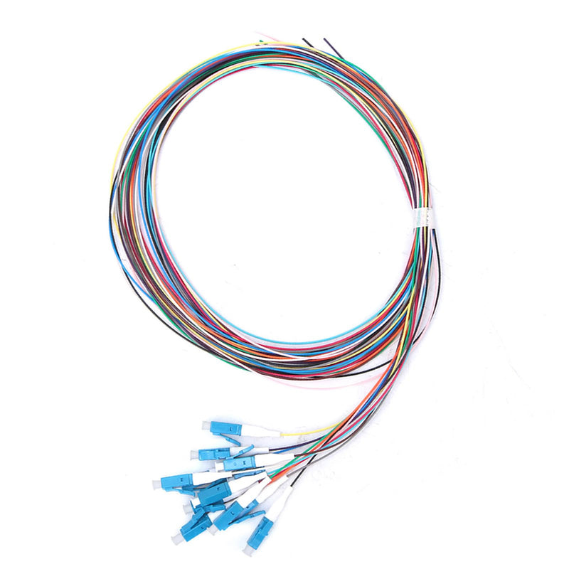 Garosa Fiber Optic Pigtail, 12 Strand Fiber Optic Pigtail LC/UPC Single Mode Low Insertion Loss with Ceramic Ferrule 1.5m for Optical Fiber LAN, Optical Fiber Communication System